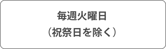 毎週火曜日 （祝祭日を除く）
